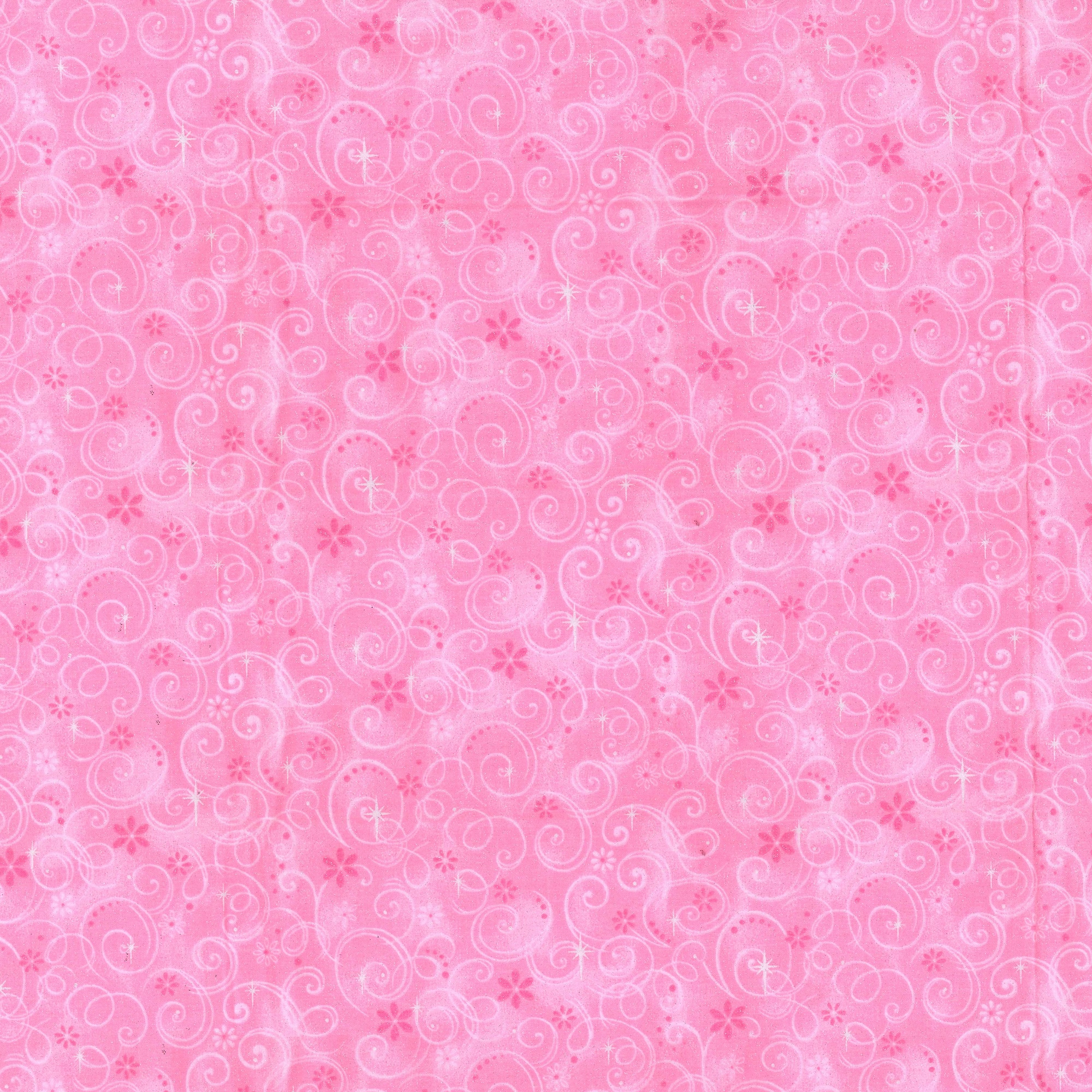 Fabric Traditions Pink Swirls Cotton Fabric